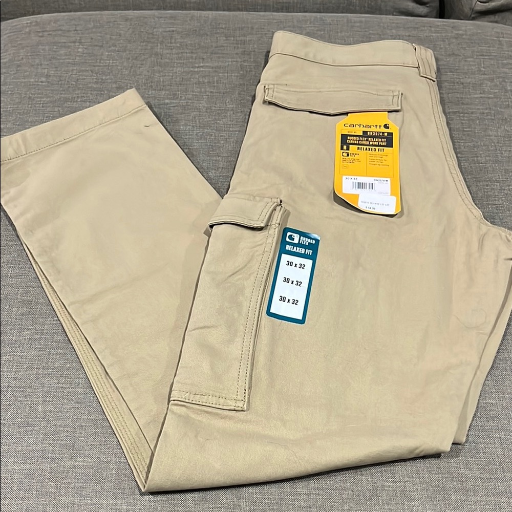 Carhartt Tan Cargo Pants Straight-Leg Durable